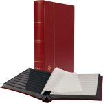 LIGHTHOUSE – “BASIC” Hard Cover Stockbook for Stamps - 64 Black Cardstock A4 Pages with Clear Strips and Double Linen Hinges - Red - Image 2