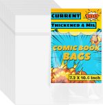 LOTMER 100 Pack Comic Book Sleeves, Current Size Comic Book Bags | Self Sealing Comic Bags Resealable Crystal Clear Comic Sleeves Thickened 4 Mil for Comic Book Storage and Protection - Image 2