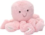 Lambs & Ivy Sea Dreams Pink Plush Octopus Stuffed Animal Toy - Bubbles | Embroidered Minky Plushie with White Ribbed Velour and Pom Pom Trim Tentacles, Safe for All Ages - Image 2