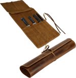 Leather Knife Roll Bag Professional Chef Knife Case, Durable Knife Sheath Holder, Cooks & Culinary Tools Carrying Storage, Portable Knife Wrap - 4 Slots - Image 2