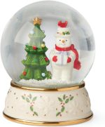 Lenox Happy Holly Days Christmas Snow Globe | porcelain and glass with enamel detail | 5 x 4 x 4 inch size | festive holiday collectible decor | 5 inch - Image 2
