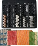 Liked 1PCS Black Coin Counter Tray and Sorting Tray with 150 Coin Wrappers | Black tray, 5 compartments, 50 pennies, 50 quarters, 25 nickels & 25 dimes. Heavy-duty kraft, for bank, home & office - Image 2