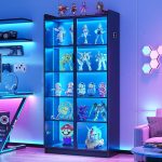 Lvifur 5 Tier Display Cabinet with LED Lights & Human Body Induction, Black | Adjustable Shelves; 3 Dimmable Lights & Brightness; Durable Material; Gift Idea; Ample Storage Space; Easy Assembly - Image 2