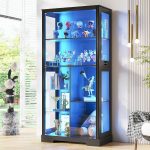 Lvifur 71” Display Cabinet with Glass Doors and Auto Sensor Lights - Black | 7-Tiers Shleves for Collectibles, Adjustable Brightness, Ample Storage Space, Security Key-Locking, 4mm Tempered Glass Door - Image 2