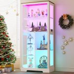 Lvifur Display Cabinet with Glass Doors - 71'' Tall Curio Cabinet with RGB Lights for Collectibles, LED Display Case with 7-Tier Shelves for Book/Medal/Figure for Living Room (White) - Image 2