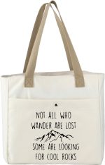 MBMSO Geologist Tote Bag Rock Collector Gift Not All Who Wander are Lost Some are Looking for Cool Rock Hunter Gift Beach Bag - Image 2