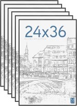 MCS Original Poster Frame 24x36 Black Lightweight Vertical & Horizontal Wall Hanging Large Picture Frame for Posters, Art Prints & Gallery Wall (6-Pack) - Image 2