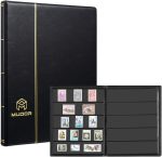 MUDOR 5 Row Stamp Collection Book,Stamp Albums for Collectors | 10 Sheets Stamp Pages, Black Stamp Collecting Supplies Starter Kit, Stamp Stockbook Binder - Image 2
