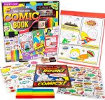 Made By Me Make Your Own Comic Book Storytelling Kit for Kids, 15-Page, Hardcover, How-to Draw Instructional Guide, Comic Inspired Stickers & Stamp, Holographic Stickers, 5 Vibrant Markers - Image 2