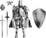 Medieval Action Figures,Knight Armor Action Figure,Multi-Jointed Movable Robot Mannequin T13,Dummy 13 Action Figure(Assembly Required) (B-Silver) - Image 2