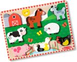 Melissa & Doug Farm Wooden Chunky Puzzle (8 pcs) - FSC Certified | 8 Chunky Wooden Pieces, Stand-Up Farm Animals and Barn, Motor Skill Building Puzzle Play, Toddler Toys for Kids, Ages 2+ - Image 2