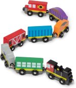 Melissa & Doug Wooden Train Cars, 8-Piece Magnetic Train Set with Toy Storage Tray, Steam Engine, Caboose, Coal & Passenger Cars, Montessori-Inspired Pretend Play Toys for Kids Ages 3+ - Image 2