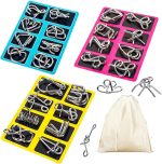 Metal Wire Puzzle Set of 24 with Pouch | Brain Teaser IQ Test Disentanglement Iron Link Unlock Interlock Game Party Favor Kids Adults Challen - Image 2