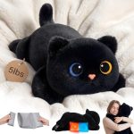 Mewaii Weighted Stuffed Animals Black Cat Plush, Heatable Coolable, 2-5lbs | Adjustable Comfort, Microwaveable Removable Inner Pad, Machine Washable Cover, Cozy Gift for Adults & Kids, 23in - Image 2