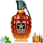 Military Hand Grenade Whiskey Bottle, 300ml Engraved Glass Hand-Grenade Shape Bottle, Leakproof Whiskey Decanter for Men Military Lovers Veteran Gifts - Image 2