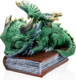 Mini Green Dragon Figurine – Fantasy Dragon Statue Sleeping on Book. | Cute Desk & Bookshelf Décor – Inspirational Gift for Women, Men & Friends - Image 2
