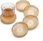 Modern Clear Coasters Set of 5- Glass Cute Coasters for Drinks, Amber | Crystal Coaster Round Chic Cup Mat Cute Coffee Table Coaster for Kitchen, Bar, Dining Room, Living Room, Patio - Image 2