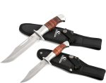 Mossy Oak 2-piece Fixed Blade Bowie Knife Set | Hunting Knives with Leather Handle Featuring Laser Pattern, Sheath Included - Image 2