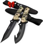 Mossy Oak Fixed Blade Hunting Knife Set - 2 Piece, Sheath Included | Full Tang Handle Straight Edge and Gut Hook Blades Game Processing Knife - Image 2