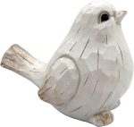 NEW White Modern Farmhouse Bird Figurine, Bird Statue Sculpture - Carved Rustic Distressed Animal Bird Ornaments - Home Decor Accents Collectible Bird Figurine | Spring - Image 2
