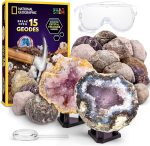 National Geographic Break Open 15 Premium Geodes Science Kit for Kids | Extra-Large Natural Specimens, Safety Goggles, Real Crystals Inside, Break Your Own Geodes, Earth Science, Birthday Gift - Image 2