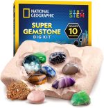 National Geographic Gemstone Dig Kit with 10 Real Gemstones for Kids | Amethyst, Quartz & Tiger's Eye, Gem Mining Activity, Excavation Tools, Rock Collection, Geology Science, Birthday Gift - Image 2