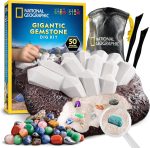 National Geographic Gigantic Gemstone Dig Kit with 50 Real Gemstones | Giant Dig Brick, Amethyst, Quartz & Tiger's Eye, Gem Mining Activity, Excavation Tools, Magnifying Glass, Birthday Gift - Image 2