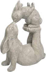 Newman House Studio Garden Statues Kissing Bunny Sulpture - Garden Décor Rabbit Collectible Figurines Yard Decorations Outdoor 11.8" L x 4.8" W x 14.6" H - Image 2
