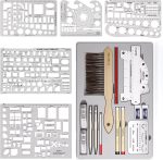 Nicpro 21PCS Professional Drafting Tools & Geometry Set with Case, Architect Compass & Protractor Set, Metal Pencils, Pens, Scale Ruler Metal Ruler, 5 Drawing Templates for Interior House Plan Design - Image 2