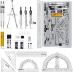 Nicpro 22 PCS Compass Geometry Tools with Case, Drafting Tools Geometry Set with Swing Arm Protractor, Rulers, Metal Compass, Square Set, Mechanical Pencil, Back to School Supplies for Students - Image 2