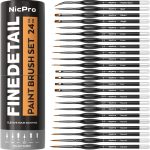 Nicpro 24 PCS Miniature Paint Brushes,Fine Tip Micro Detail Paint Brush Set | for Acrylic Watercolor Oil Gouache, Paint by Numbers, Model, Miniatures, Craft, Rock Painting - with Container - Image 2