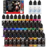 Nicpro 30 Colors Model Paint Set, 20ml Ready to Use Modeling Acrylic Paints | Brush & Airbrush Compatible, Miniature Paint Set for Beginner & Professional on Model, Scale Figure, Crafts, with 3 Thinner - Image 2