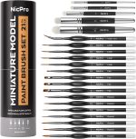 Nicpro Miniature Paint Brushes Drybrush - 21PCS Model Paint Brush Set | for Acrylic Oil Watercolor, Detail Paint Brush Dry Brush for Model, Miniature Painting, Paint by Numbers - with Container - Image 2