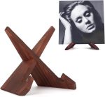 Now Playing Vinyl Record Stand, Wooden Display Vinyl Holder Stand | Retro Now Spinning Record Accessories - Rustic Brown - Image 2