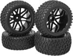 OD 88mm/3.46"12mm Hex Wheel Rims Rubber Tires with Sponge Replacement for 1/10 RC Off-Road Buggy Car,Black - Image 2