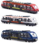 OTONOPI Toy Train Set High Speed Locomotive Engine Die Cast Model Car Sliding Linked Subway Bullet Train Set for Kids Pack of 3 - Image 2