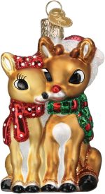 Old World Christmas Rudolph and Clarice Glass Blown Ornament for Christmas Tree, Handcrafted Holiday Decoration, Rudolph Collection - Image 2