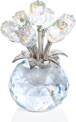 Ornalrist Crystal AB-Color Rose Bouquet Flower, Glass Flower Figurine - Image 2