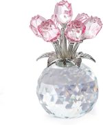 Ornalrist Crystal Pink Rose Bouquet Flower Figurine, Glass Flower Decor | Crystal Rose Gifts for Women, Glass Flower Ornaments, Valentine's Day, Mother's Day, Christmas, Gift-Boxed - Image 2