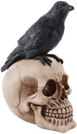 Pacific Giftware Perched Bird on Skull Poe-Inspired Figurine - Gothic Halloween Home Decor Gift, Hand-Painted Resin Collectible - Image 2