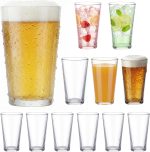 Patelai 12 Pack Pint Beer Glasses Set Pint Glasses Drinking for Beverages, Juice, Cocktail, Highball Drinking Tumbler Glass for Home Dining, Bars, Pubs and Party & Dishwasher Safe (16 oz,Regular) - Image 2
