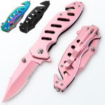 Pink Pocket Knife for Women - Legal Small Knife - 2.68 Inch Serrated Blade - Womens Knife for Self Defense - Cute Girl Survival Tool Pocket & Folding Knives - Mothers Day Gift Idea - 6655 P - Image 2