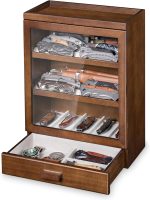 Pocket Knife Display Case for 25 Knives, Large Wooden knife Cases for Collections, Vertical Knife Storage Case with Acrylic transparent panel for Men Gifts (Walnut) - Image 2