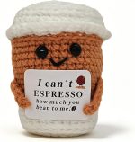 Positive Graduation Gifts Crochet Coffee Cup,Desk Decor for Coffee Lover | Birthday Gift for Classmate, Best Friend, Girlfriend, Couple, Teacher; Ideal Thank You Present for Coffee Lovers, Girls Him - Image 2