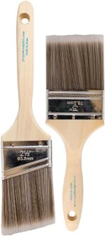 Pro Grade Paint Brushes, Flat & Angled Paint Brush Set, Walls & Trim, 2 Pc | Interior & exterior | Cabinets, doors, fences, decks | Works with latex, oil & stain | Synthetic bristles, hardwood handles - Image 2