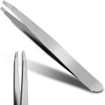 Professional Slant Tweezers, High Precision For Facial Hair Removal | for Eyebrows, No Hair Breakage, Pain-Free Plucking, Gentle on Skin, for Men Women, Silver - Image 2