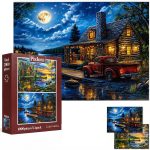 Puzzles for Adults 1000 Pieces, 2 Pack Unique 1000 Piece Lake and Night View Jigsaw Puzzles, Premium Scenic Landscape Puzzles & Nature Theme for Challenging Game Night - Image 2