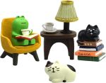 RAQWI Cute Mini Frog and Cat Figurine for Office, Home Decoration Perfect Cute Frog and Cat Gift - Image 2