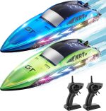 RC Boat for Kids Remote Control Boats Pool Lakes Bathtub Toy | 8 LED Light Modes,Whole Body Waterproof,Low Battery/Out of Range Alarm,2.4Ghz,15Kmh,Rechargeable Battery,Auto Paring,2Pack - Image 2