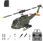 RC ERA C032 UH-1 Huey Helicopter - Remote Control Helicopters for Adult, 1/48 Sacle 2.4G 6CH Gyro Stabilized Aircraft with Altitude Hold & Optical Flow,3D Stunt Drone (Green) - Image 2